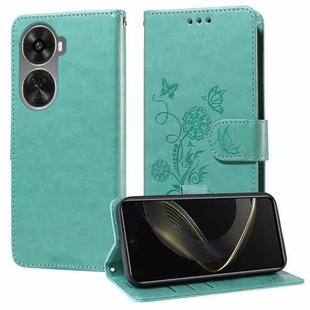 For Huawei nova 12 SE 4G Embossed Butterfly Flowers Leather Phone Case(Green)