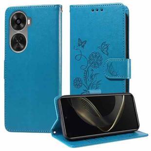 For Huawei nova 12 SE 4G Embossed Butterfly Flowers Leather Phone Case(Blue)