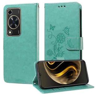 For Huawei nova Y72 4G / Enjoy 70 Embossed Butterfly Flowers Leather Phone Case(Green)