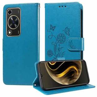 For Huawei nova Y72 4G / Enjoy 70 Embossed Butterfly Flowers Leather Phone Case(Blue)