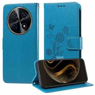 For Huawei Enjoy 70 Pro 4G / nova 12i Embossed Butterfly Flowers Leather Phone Case(Blue)