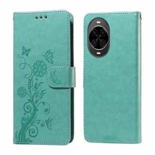 For Huawei nova 14 Embossed Butterfly Flowers Leather Phone Case(Green)