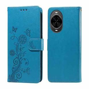 For Huawei nova 14 Embossed Butterfly Flowers Leather Phone Case(Blue)