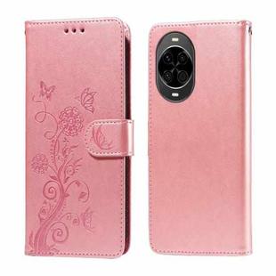 For Huawei nova 14 Embossed Butterfly Flowers Leather Phone Case(Rose Gold)