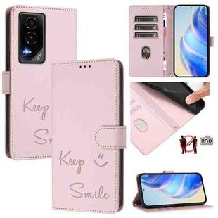 For Honor GT Smile Embossing RFID Leather Phone Case(Pink)