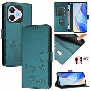 For Honor 400 Lite Smile Embossing RFID Leather Phone Case(Peacock Green)