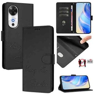 For Honor Play 60 5G Smile Embossing RFID Leather Phone Case(Black)