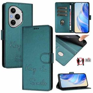 For Honor 400 Pro 5G Smile Embossing RFID Leather Phone Case(Peacock Green)