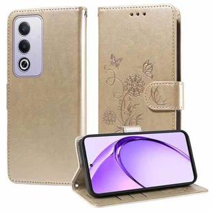 For OPPO A3 Pro 5G Global / India Embossed Butterfly Flowers Leather Phone Case(Gold)