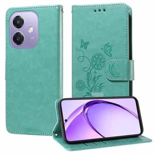 For OPPO A3x 4G / A3x 5G India Embossed Butterfly Flowers Leather Phone Case(Green)