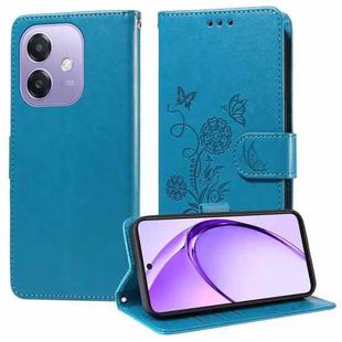 For OPPO A3x 4G / A3x 5G India Embossed Butterfly Flowers Leather Phone Case(Blue)