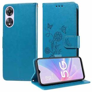 For OPPO A78 5G Global / A58x 5G / A1 Active Embossed Butterfly Flowers Leather Phone Case(Blue)