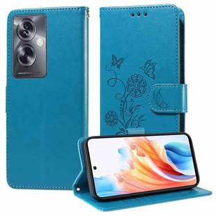 For OPPO A79 5G Embossed Butterfly Flowers Leather Phone Case(Blue)