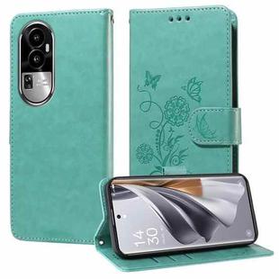 For OPPO Reno10 / Reno10 Pro Global Embossed Butterfly Flowers Leather Phone Case(Green)