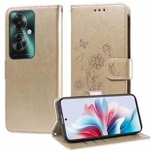 For OPPO Reno11 F / F25 Pro Global Embossed Butterfly Flowers Leather Phone Case(Gold)