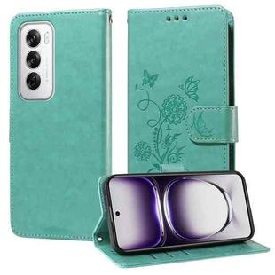 For OPPO Reno12 Pro 5G Global Embossed Butterfly Flowers Leather Phone Case(Green)