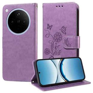 For OPPO Find X8 Embossed Butterfly Flowers Leather Phone Case(Purple)