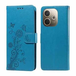 For OPPO A5 Pro 5G Global Embossed Butterfly Flowers Leather Phone Case(Blue)