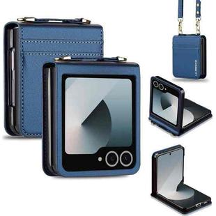 For Samsung Galaxy Z Flip7 5G LC.IMEEKE L1 Series Frosted Fine Texture PU Phone Case with Lanyard(Blue)
