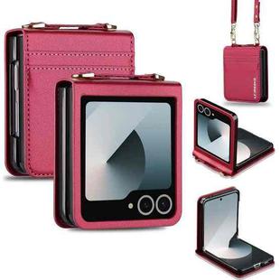For Samsung Galaxy Z Flip7 5G LC.IMEEKE L1 Series Frosted Fine Texture PU Phone Case with Lanyard(Red)