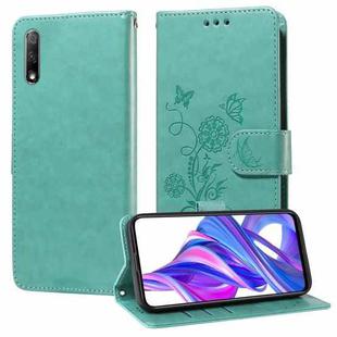 For Honor X9 5G / 4G / X30 Embossed Butterfly Flowers Leather Phone Case(Green)