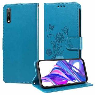 For Honor X9 5G / 4G / X30 Embossed Butterfly Flowers Leather Phone Case(Blue)