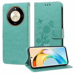 For Honor X50 / X9b / Magic6 Lite Embossed Butterfly Flowers Leather Phone Case(Green)