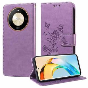 For Honor X50 GT / X50 Pro Embossed Butterfly Flowers Leather Phone Case(Purple)