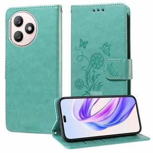 For Honor X50i+ Embossed Butterfly Flowers Leather Phone Case(Green)