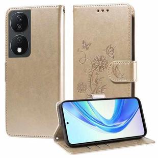 For Honor Play 50 Plus / Play 8T Embossed Butterfly Flowers Leather Phone Case(Gold)