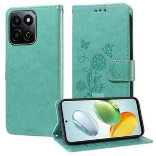 For Honor Play 60 Plus Embossed Butterfly Flowers Leather Phone Case(Green)