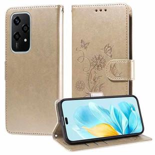 For Honor 200 Lite Global Embossed Butterfly Flowers Leather Phone Case(Gold)