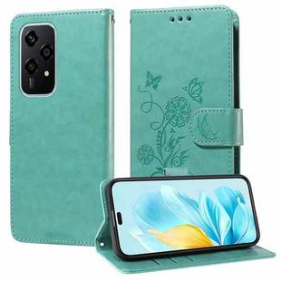 For Honor 200 Lite Global Embossed Butterfly Flowers Leather Phone Case(Green)