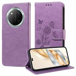 For Honor X9c / Magic7 Lite Embossed Butterfly Flowers Leather Phone Case(Purple)