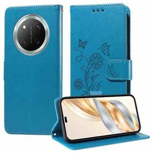 For Honor X9c / Magic7 Lite Embossed Butterfly Flowers Leather Phone Case(Blue)