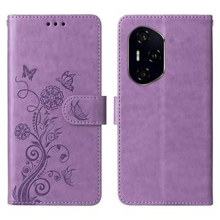For Honor 300 Ultra Embossed Butterfly Flowers Leather Phone Case(Purple)