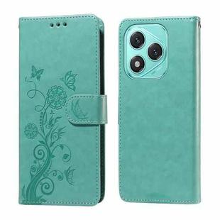 For Honor 400 Lite Embossed Butterfly Flowers Leather Phone Case(Green)