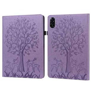 For Honor Pad X9 Tree & Deer Embossed Leather Tablet Case(Purple)