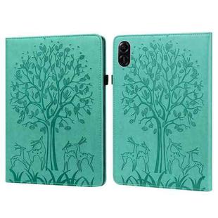 For Honor Pad X9 Tree & Deer Embossed Leather Tablet Case(Green)