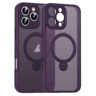 For iPhone 16 Pro Max Matte Texture 360 Degree Rotary Tone Holder MagSafe Phone Case(Dark Purple)