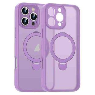 For iPhone 16 Pro Matte Texture 360 Degree Rotary Tone Holder MagSafe Phone Case(Roland Purple)