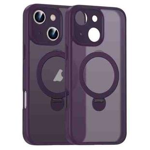 For iPhone 16 Plus Matte Texture 360 Degree Rotary Tone Holder MagSafe Phone Case(Dark Purple)