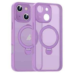 For iPhone 16 Plus Matte Texture 360 Degree Rotary Tone Holder MagSafe Phone Case(Roland Purple)