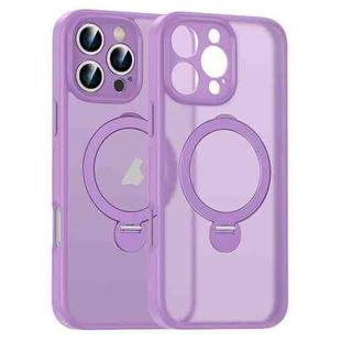 For iPhone 15 Pro Matte Texture 360 Degree Rotary Tone Holder MagSafe Phone Case(Roland Purple)