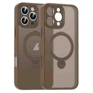 For iPhone 14 Pro Max Matte Texture 360 Degree Rotary Tone Holder MagSafe Phone Case(Bronze)