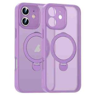 For iPhone 12 Matte Texture 360 Degree Rotary Tone Holder MagSafe Phone Case(Roland Purple)