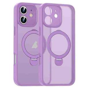 For iPhone 11 Matte Texture 360 Degree Rotary Tone Holder MagSafe Phone Case(Roland Purple)