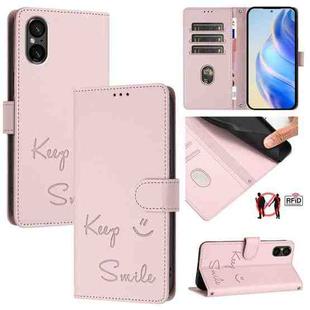 For Sony Xperia 5 VI Smile Embossing RFID Leather Phone Case(Pink)
