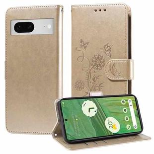 For Google Pixel 7 Pro Embossed Butterfly Flowers Leather Phone Case(Gold)