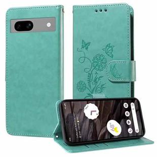 For Google Pixel 7a Embossed Butterfly Flowers Leather Phone Case(Green)